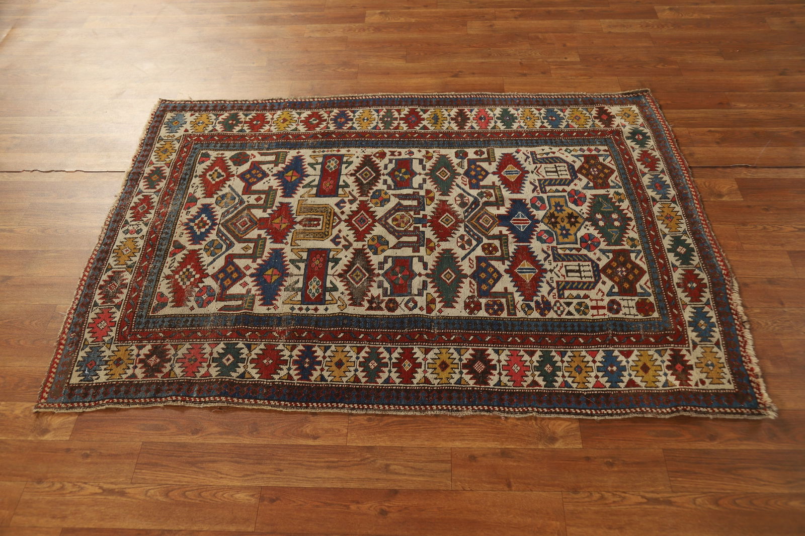 Pre-1900 Antique Vegetable Dye Kazak Oriental Rug 3x5 - 12