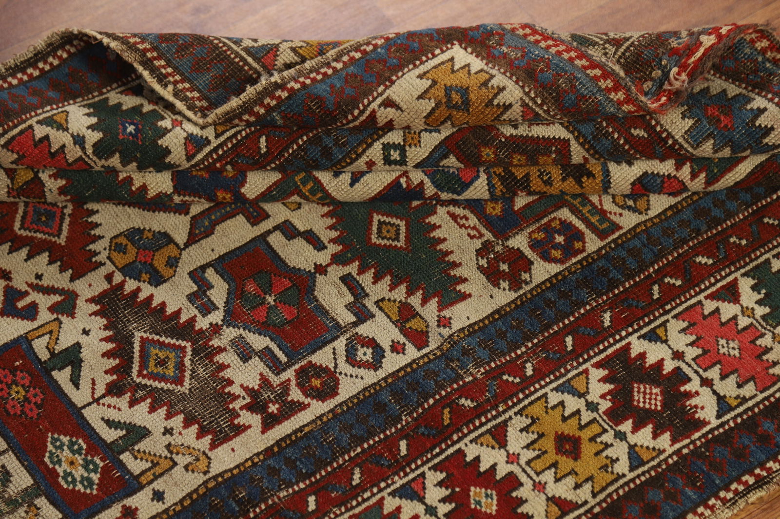 Pre-1900 Antique Vegetable Dye Kazak Oriental Rug 3x5 - 14