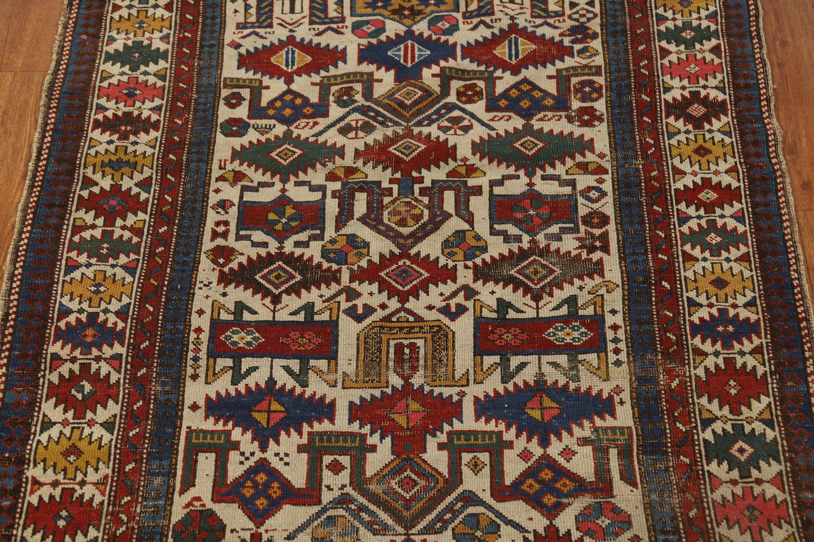 Pre-1900 Antique Vegetable Dye Kazak Oriental Rug 3x5 - 4