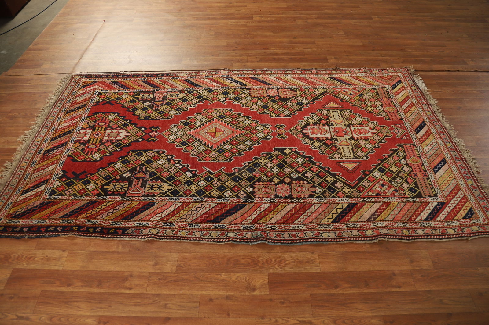 Pre-1900 Antique Kazak Vegetable Dye Rug 4x7 - 16