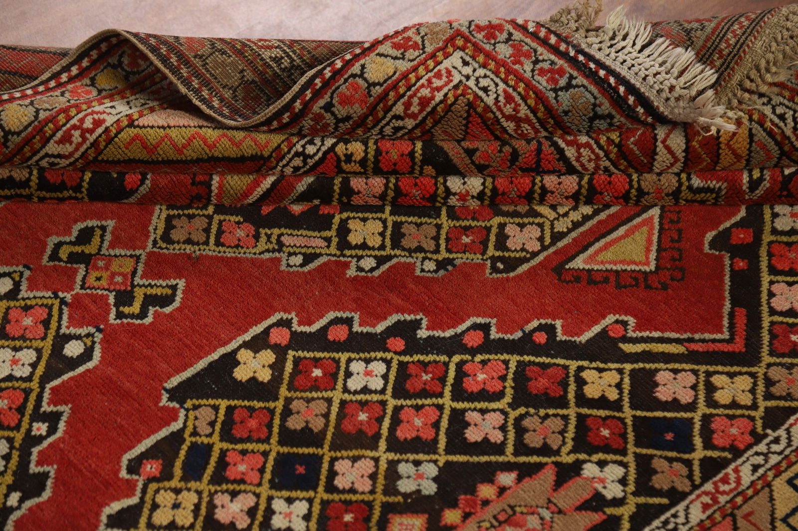 Pre-1900 Antique Kazak Vegetable Dye Rug 4x7 - 18
