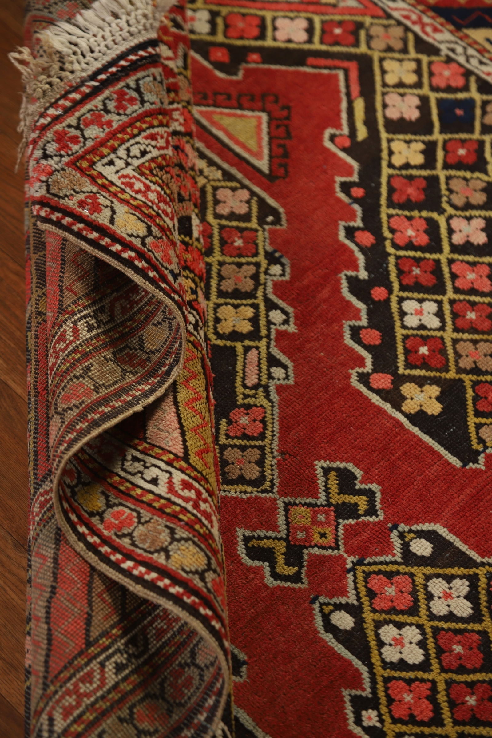 Pre-1900 Antique Kazak Vegetable Dye Rug 4x7 - 19