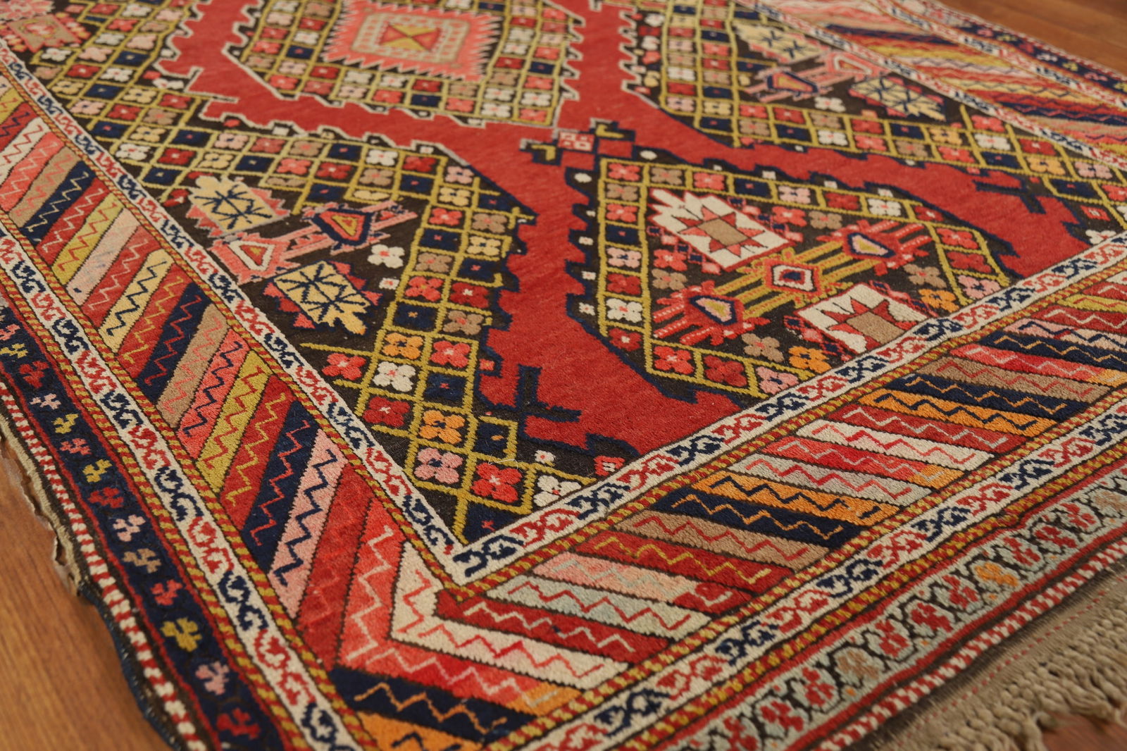 Pre-1900 Antique Kazak Vegetable Dye Rug 4x7 - 6