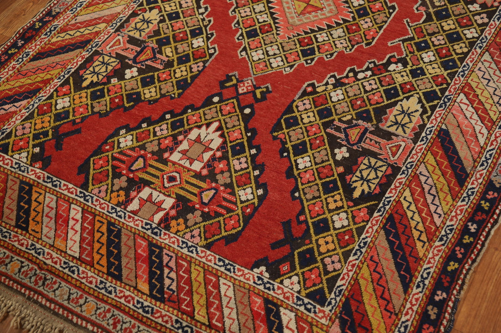 Pre-1900 Antique Kazak Vegetable Dye Rug 4x7 - 7