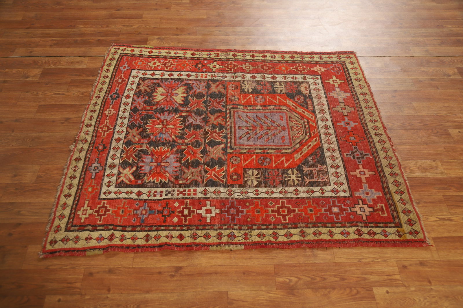 Pre-1900 Antique Anatolian Vegetable Dye Turkish Rug 4x4 - 13