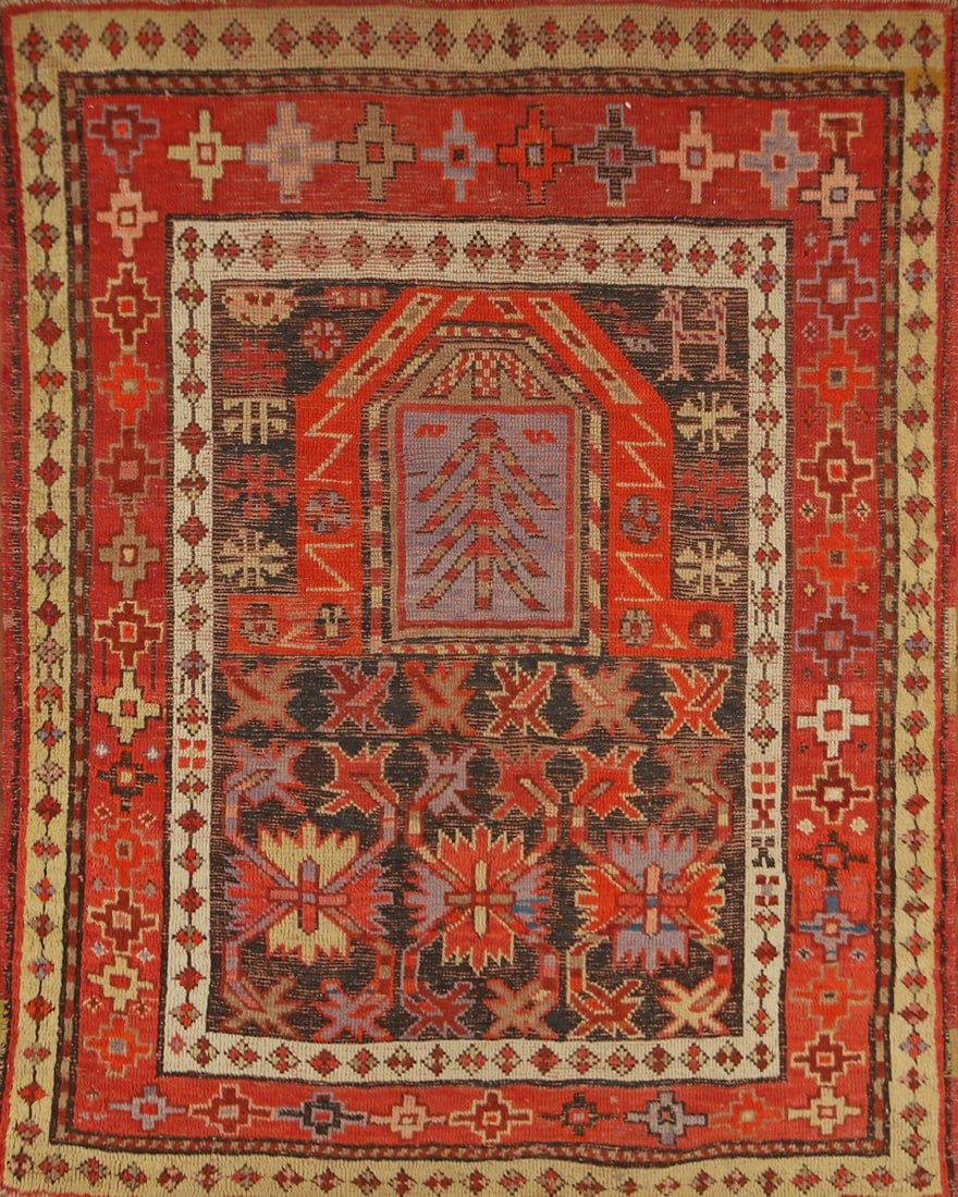 Pre-1900 Antique Anatolian Vegetable Dye Turkish Rug 4x4 (1 of 20)