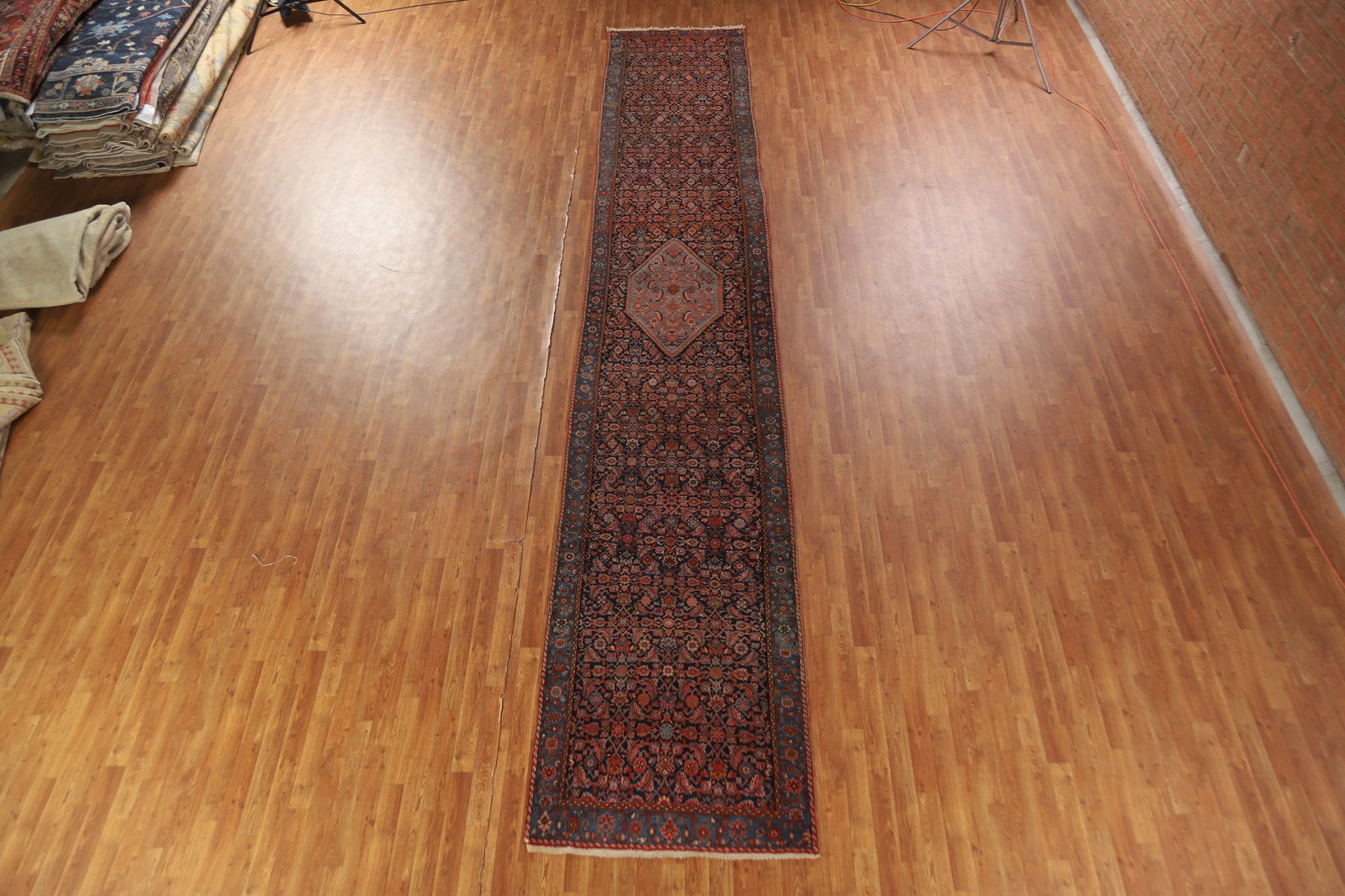 Pre-1900 Antique Vegetable Dye Bidjar Halvaei Persian Runner Rug 3x19 - 18