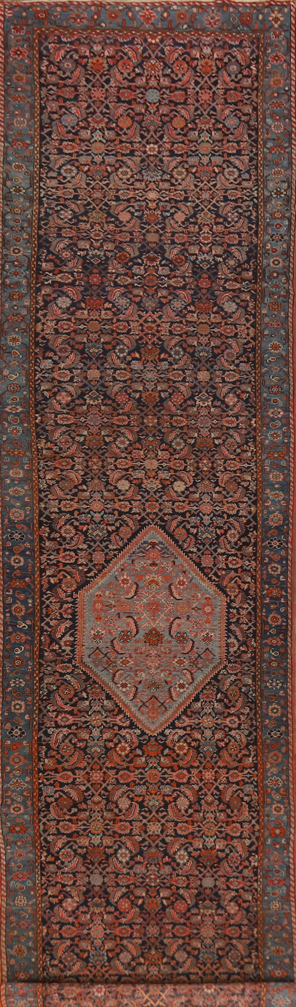 Pre-1900 Antique Vegetable Dye Bidjar Halvaei Persian Runner Rug 3x19: Title: Pre-1900 Antique Vegetable Dye Bidjar Halvaei Persian Runner Rug 3x19 Description:A Beautiful Genuine Iran ( Persia ) Bidjar (Halvaei) rug is Hand Knotted by skillful weavers in Ir