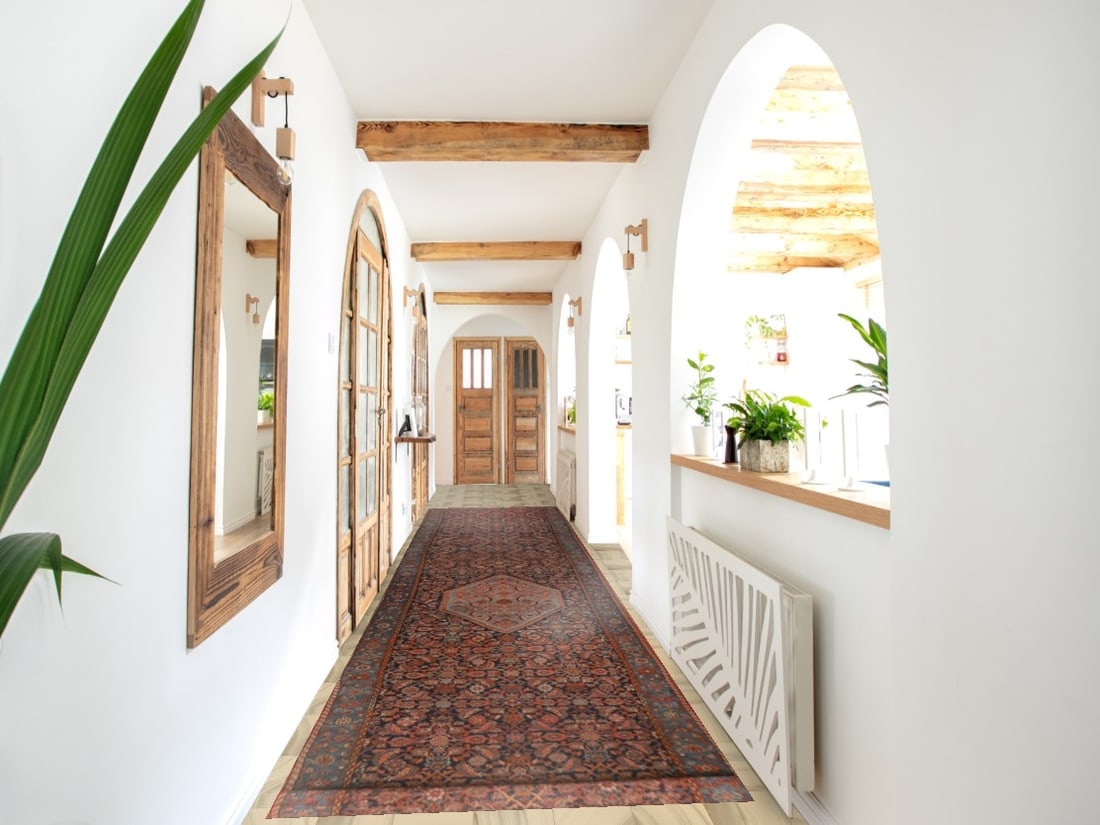 Pre-1900 Antique Vegetable Dye Bidjar Halvaei Persian Runner Rug 3x19 - 2