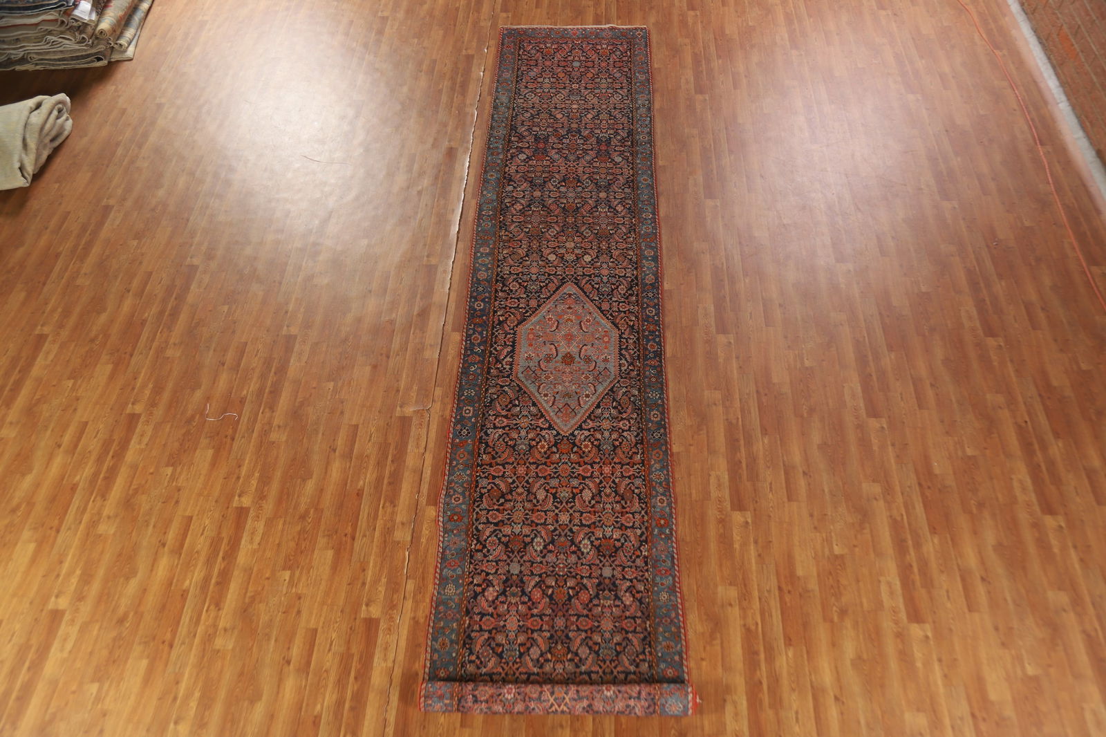Pre-1900 Antique Vegetable Dye Bidjar Halvaei Persian Runner Rug 3x19 - 3