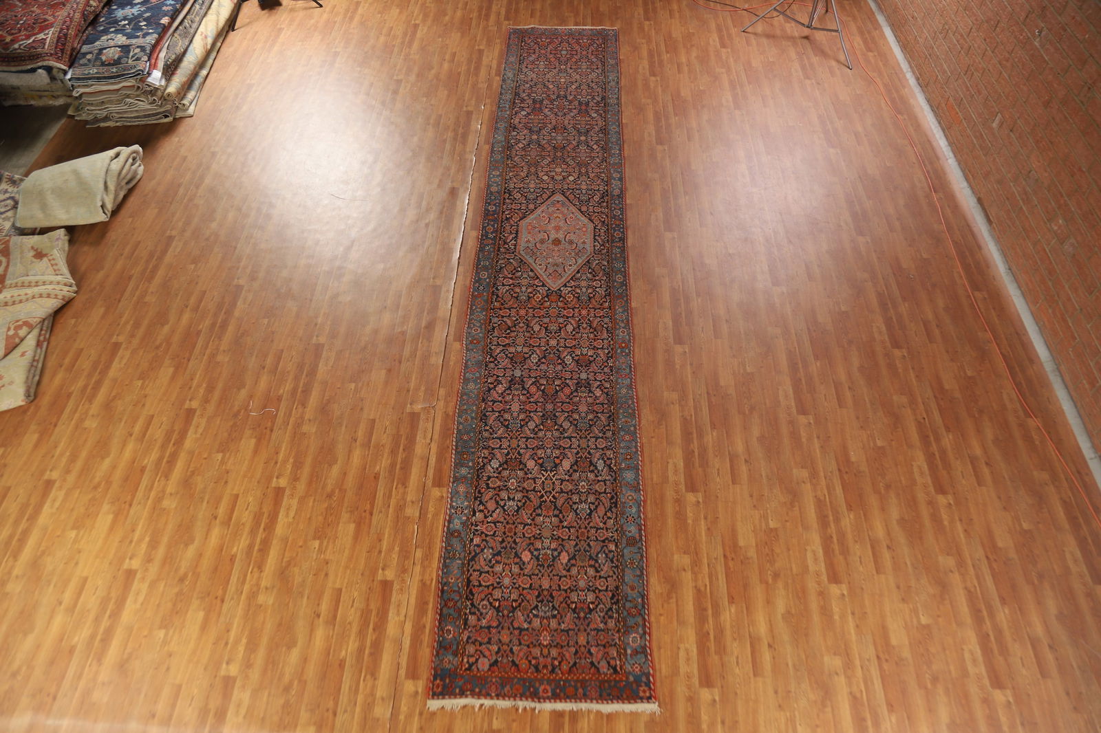 Pre-1900 Antique Vegetable Dye Bidjar Halvaei Persian Runner Rug 3x19 - 4