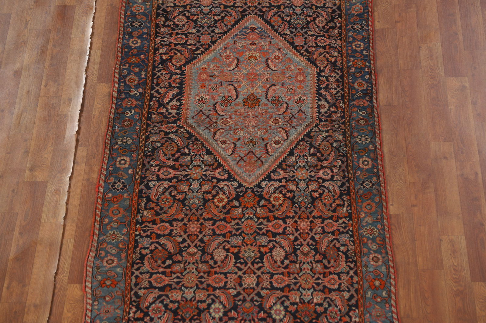 Pre-1900 Antique Vegetable Dye Bidjar Halvaei Persian Runner Rug 3x19 - 5
