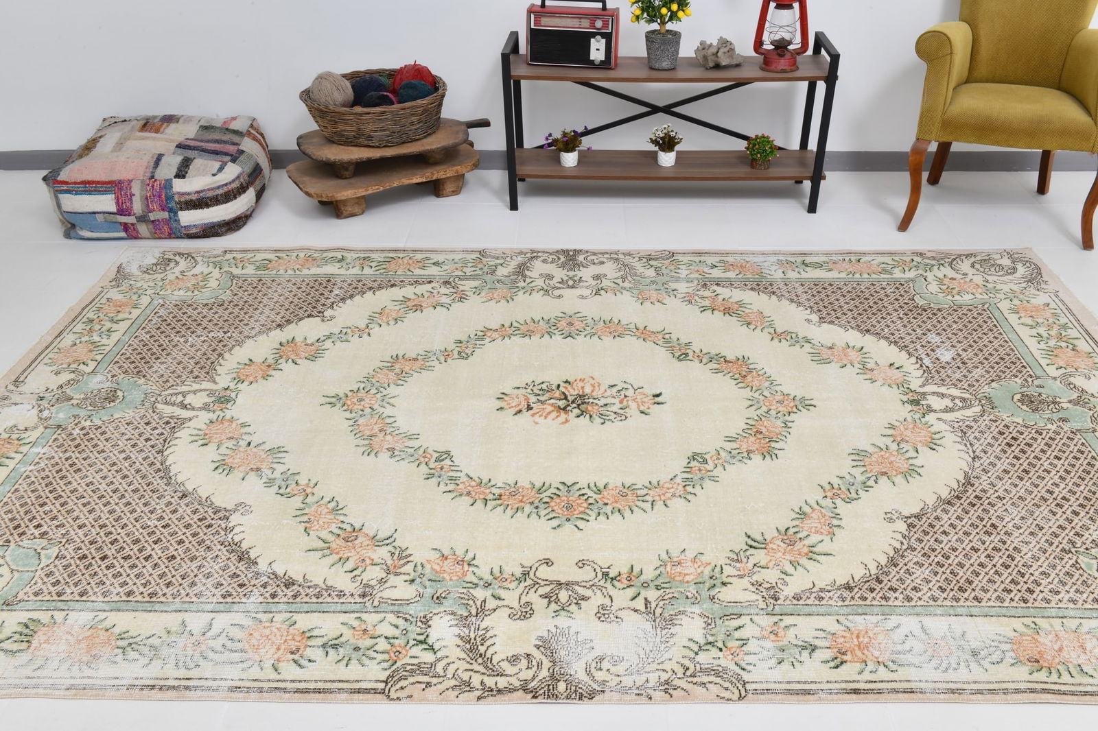 6'11'' x 10'5'' Handmade Vintage Wool Rug - 20173 - 3