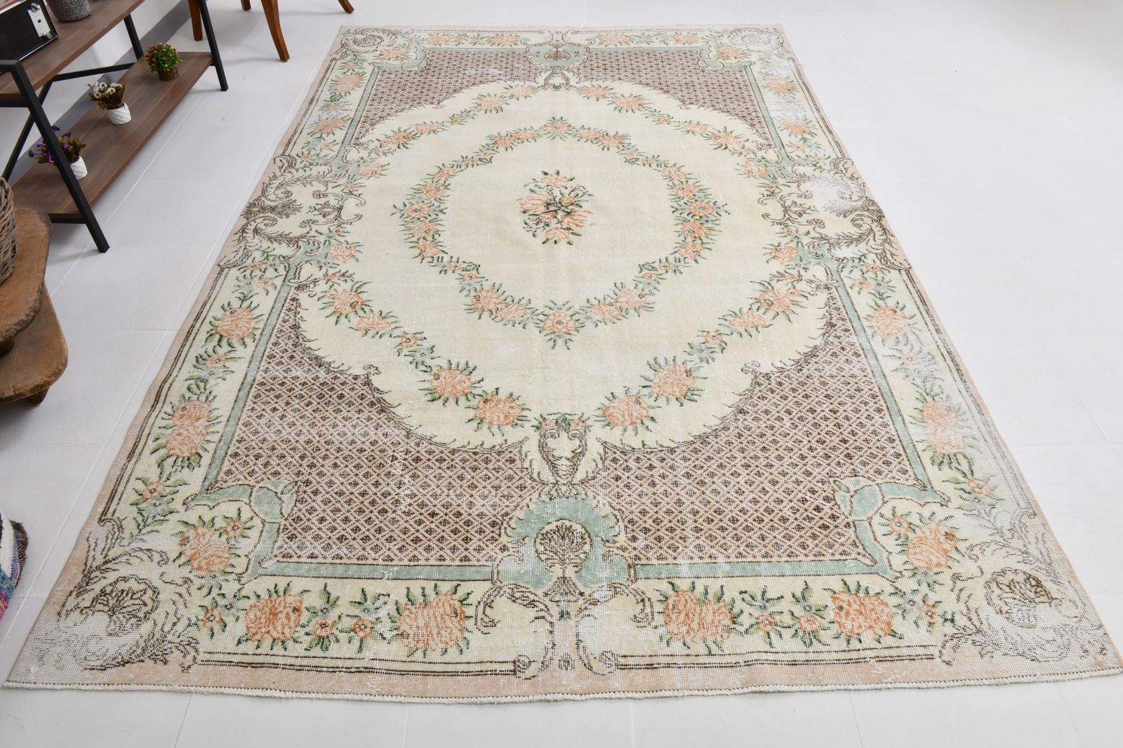 6'11'' x 10'5'' Handmade Vintage Wool Rug - 20173 - 5