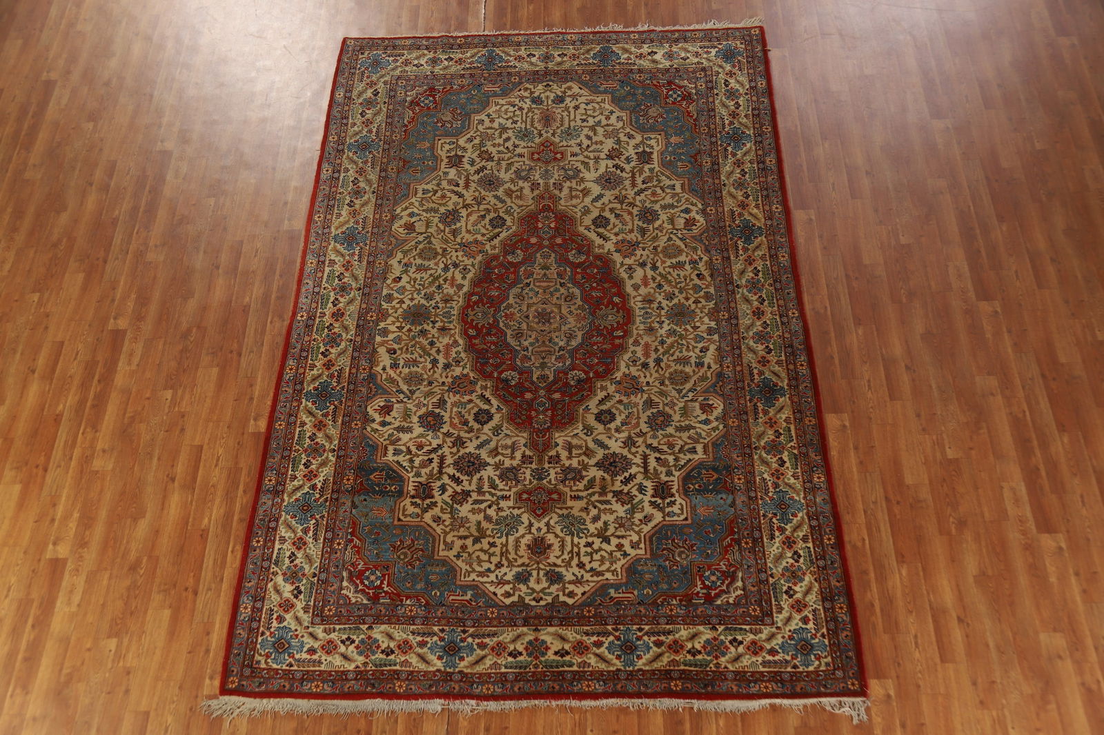 Antique Vegetable Dye Yazd Persian Area Rug 7x11 - 17
