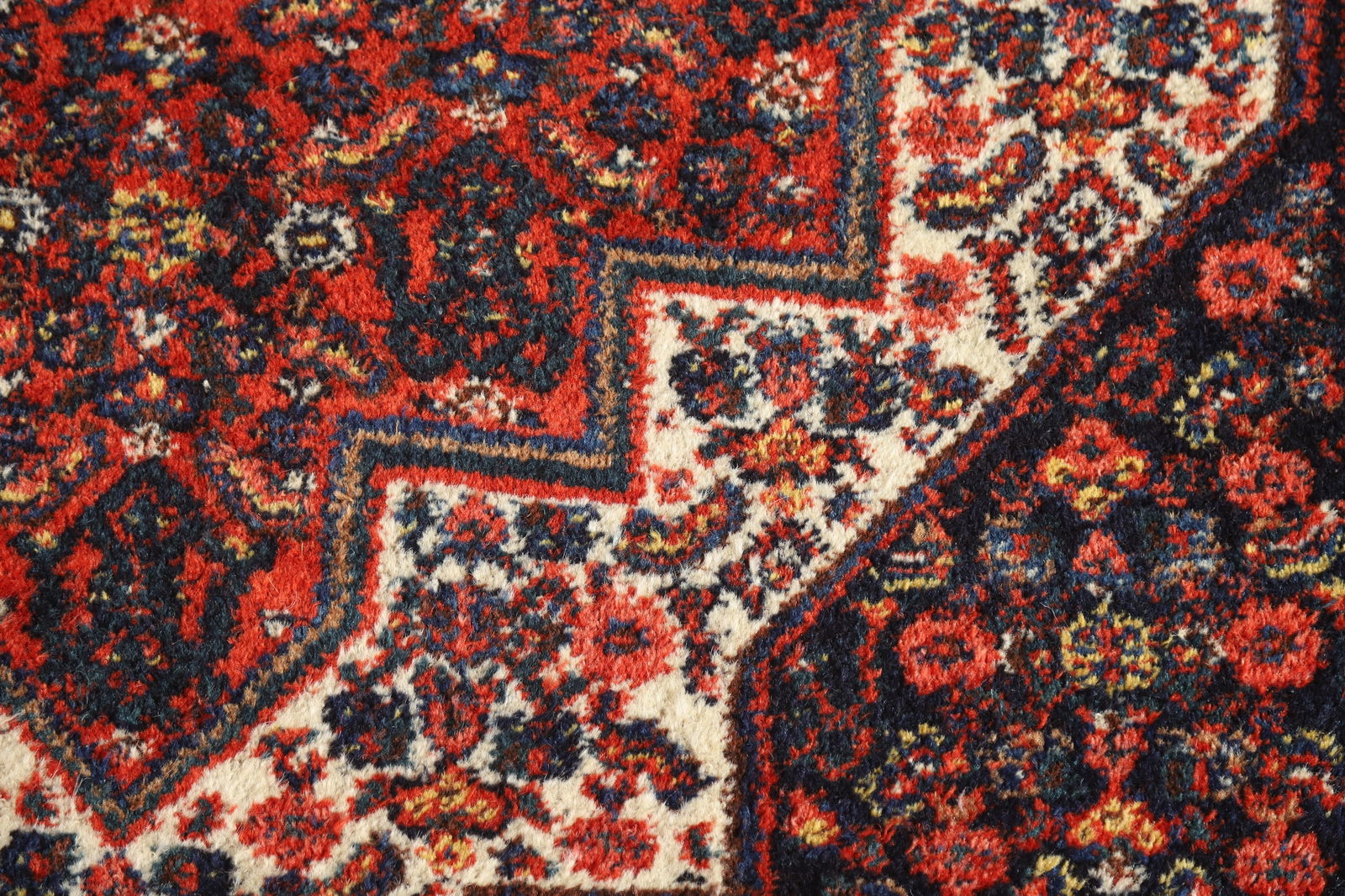 Antique Geometric Senneh Vegetable Dye Persian Rug 4x5 - 10