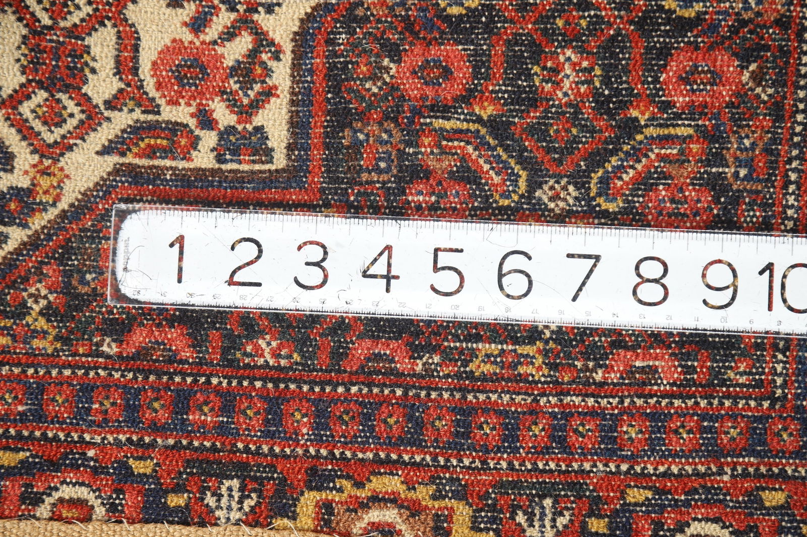 Antique Geometric Senneh Vegetable Dye Persian Rug 4x5 - 20