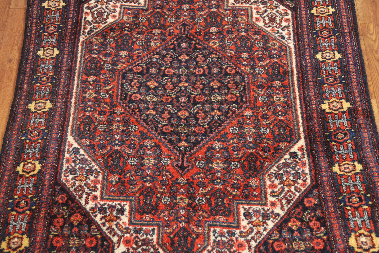 Antique Geometric Senneh Vegetable Dye Persian Rug 4x5 - 4