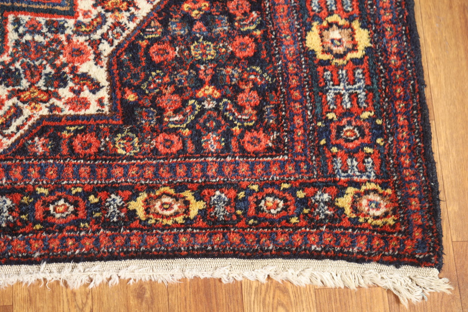 Antique Geometric Senneh Vegetable Dye Persian Rug 4x5 - 5