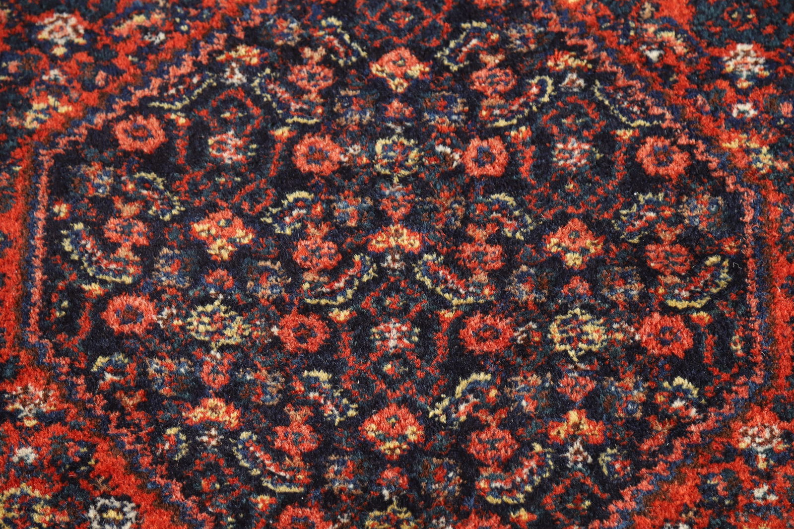Antique Geometric Senneh Vegetable Dye Persian Rug 4x5 - 9