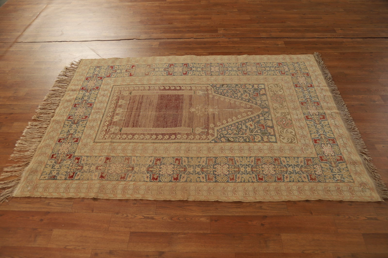 Pre-1900 Antique Vegetable Dye Silk Anatolian Turkish Rug 4x6 - 14