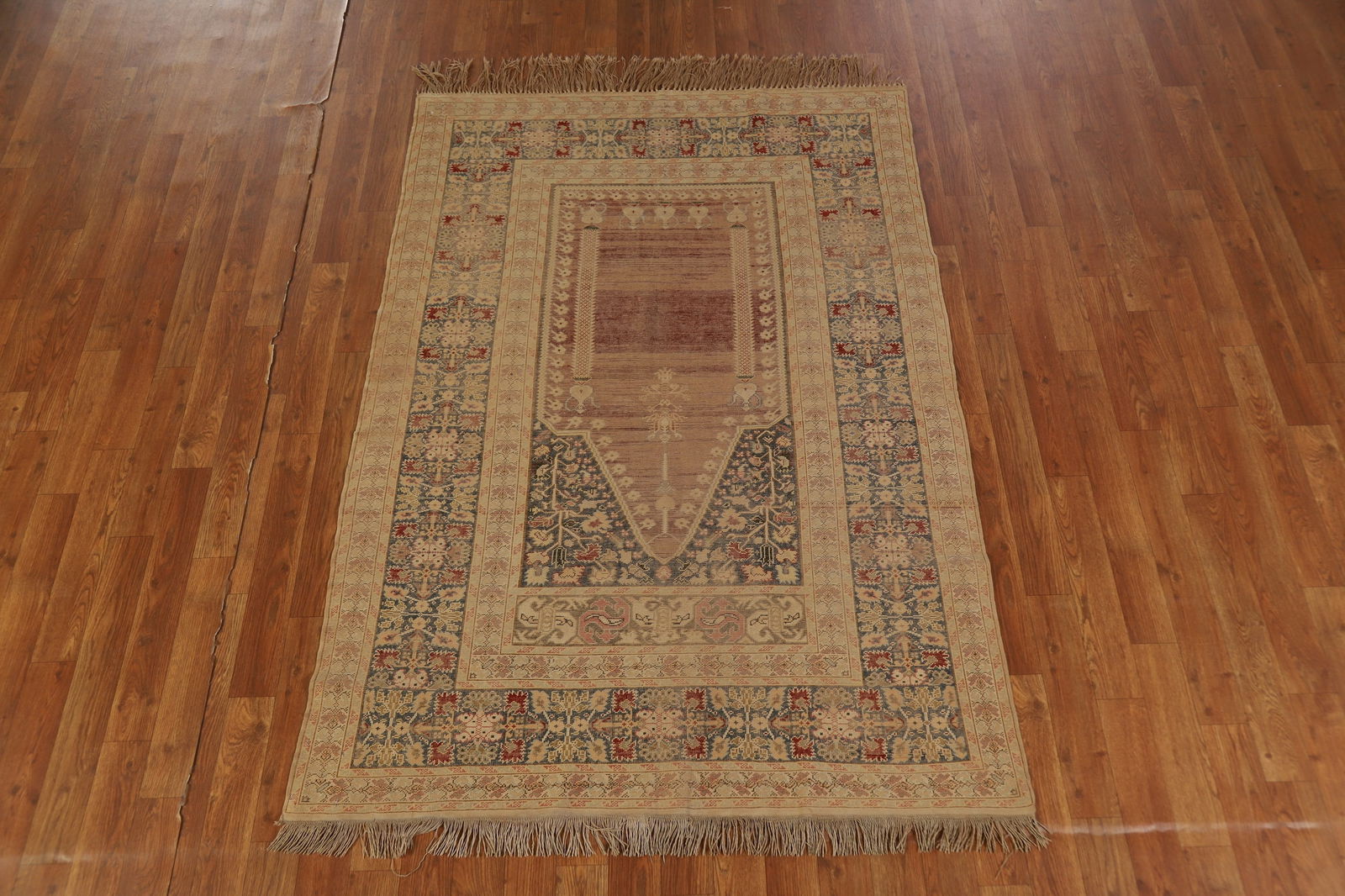 Pre-1900 Antique Vegetable Dye Silk Anatolian Turkish Rug 4x6 - 15