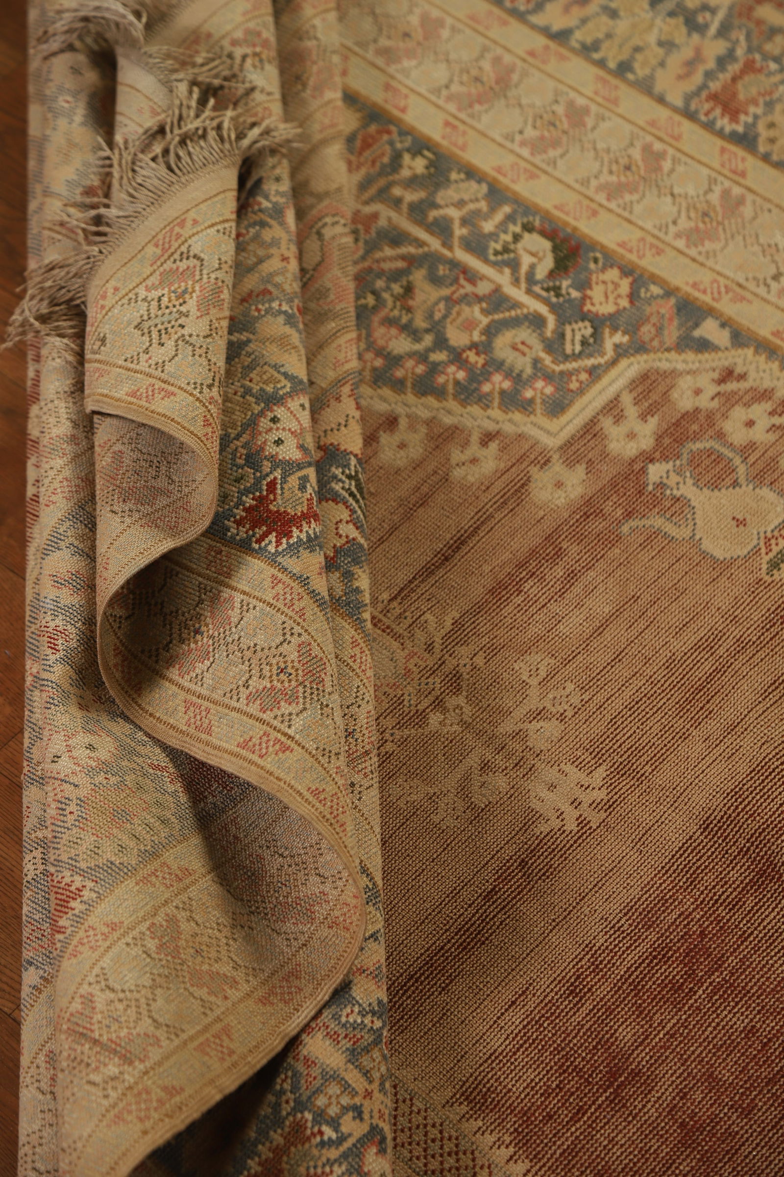 Pre-1900 Antique Vegetable Dye Silk Anatolian Turkish Rug 4x6 - 17