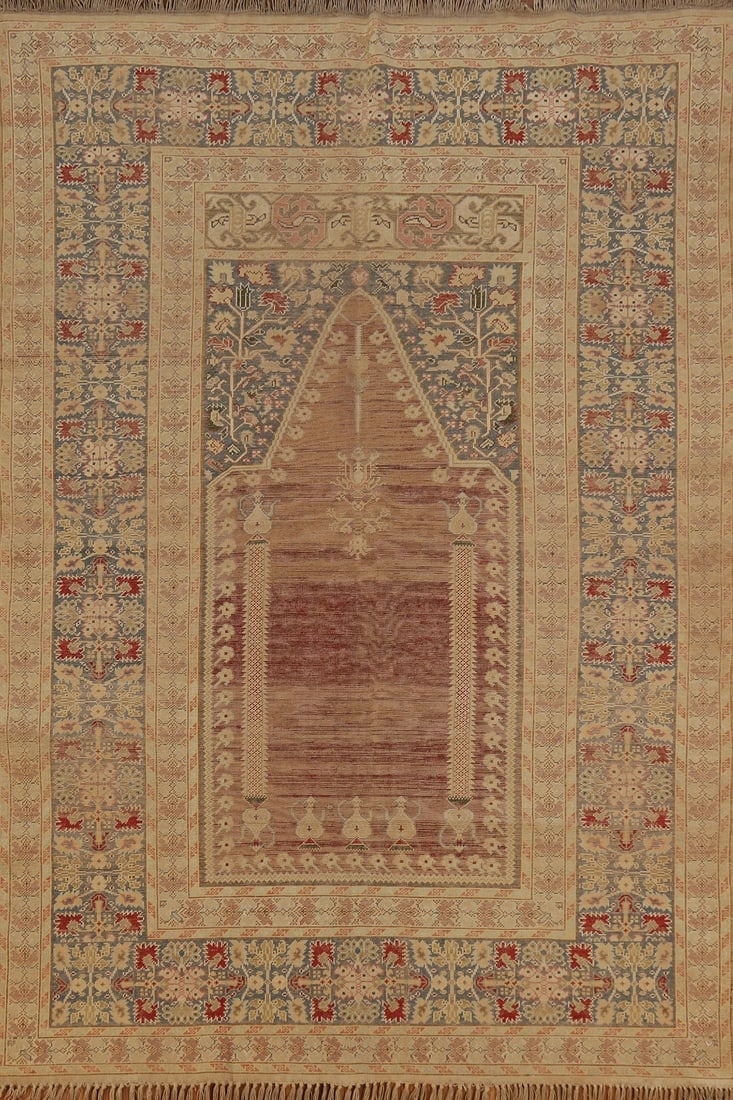 Pre-1900 Antique Vegetable Dye Silk Anatolian Turkish Rug 4x6: Title: Pre-1900 Antique Vegetable Dye Silk Anatolian Turkish Rug 4x6 Description:A Beautiful Genuine Turkey Anatolian rug is Hand Knotted by skillful weavers in Turkey with 100% Silk Mate