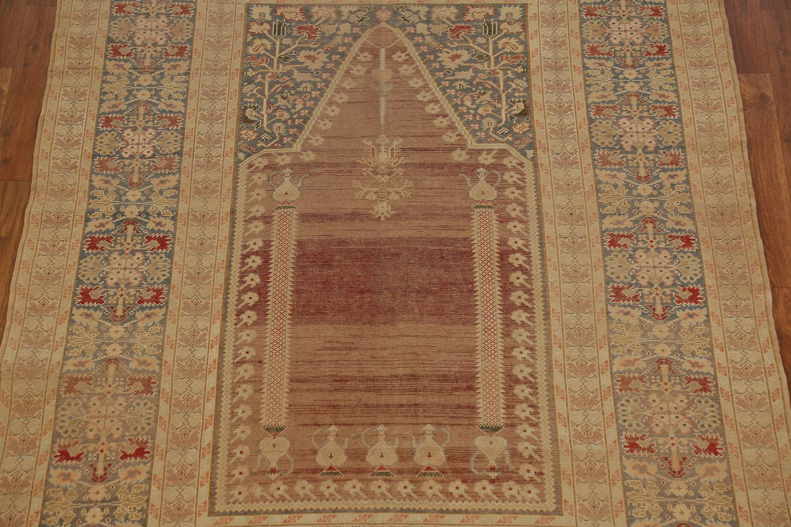 Pre-1900 Antique Vegetable Dye Silk Anatolian Turkish Rug 4x6 - 4