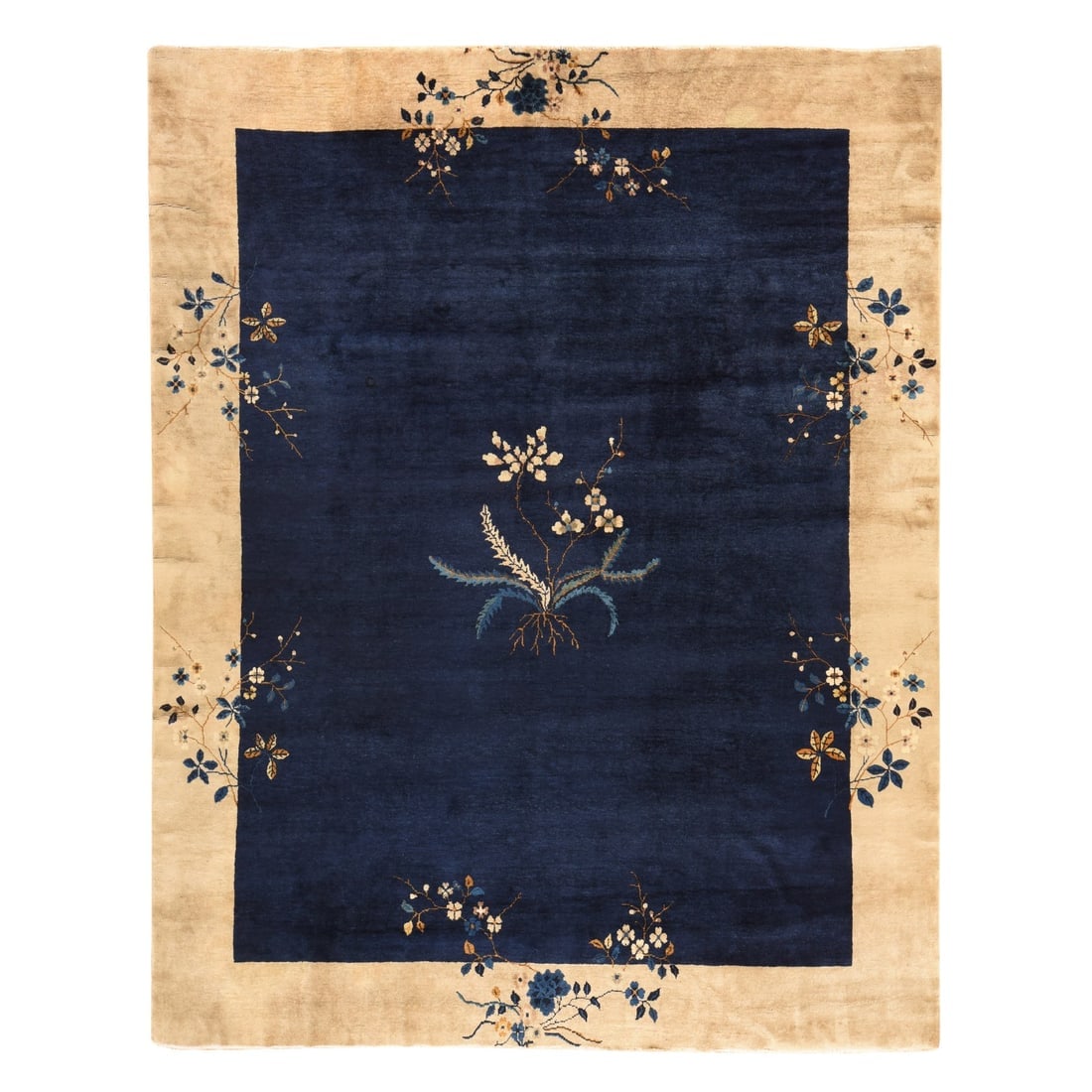 Midnight Blue Antique Chinese Nichols Art Deco Hand Knotted Wool Rug: Title: Midnight Blue Antique Chinese Nichols Art Deco Hand Knotted Wool Rug Description:This is a truly genuine one-of-a-kind. It has been Knotted for months and months in the centuries-old weaving cr