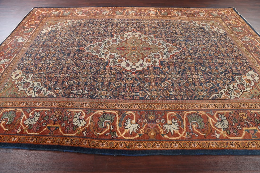 Pre-1900 Antique Vegetable Dye Mahal Persian Rug 9x12 - 15
