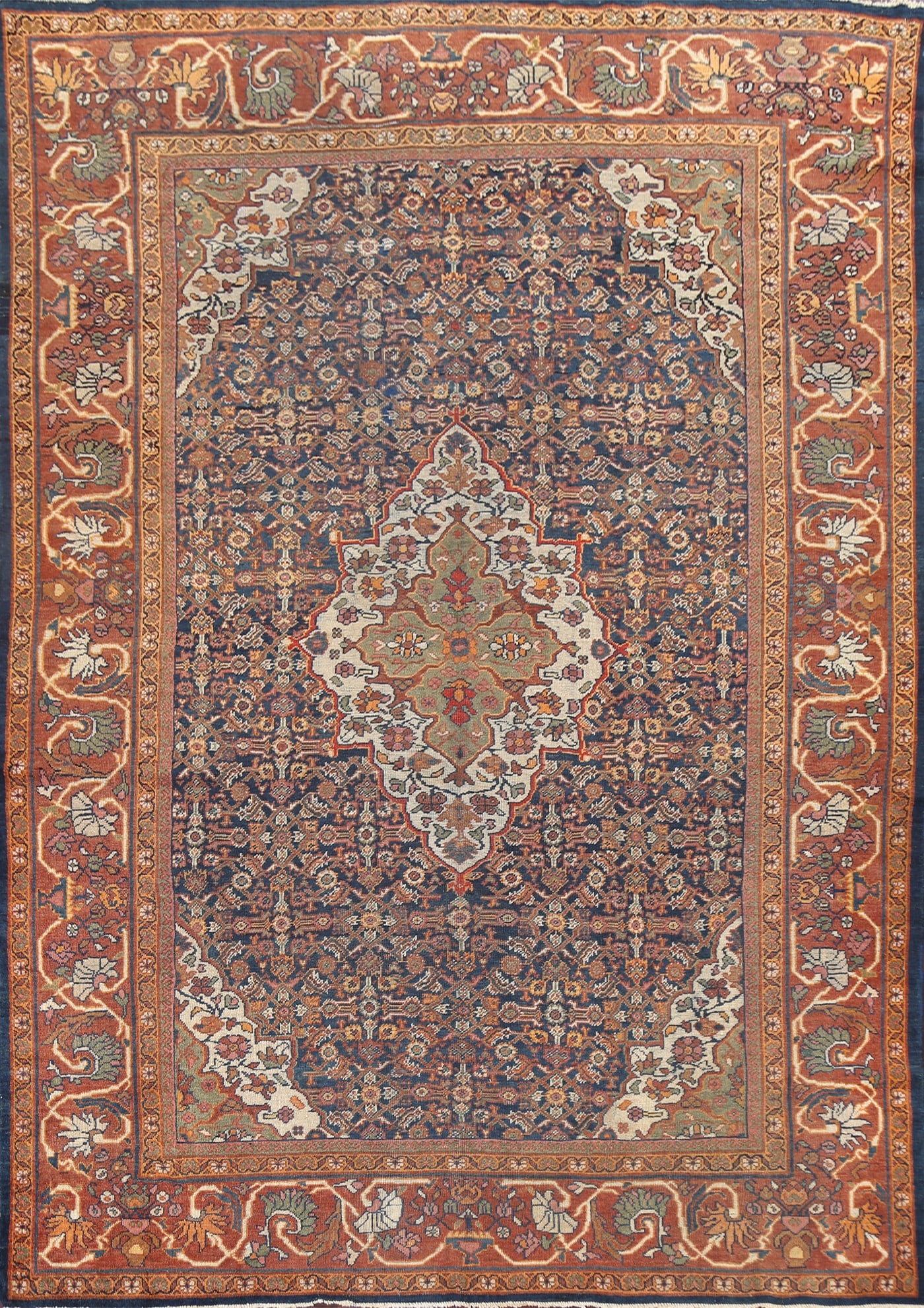 Pre-1900 Antique Vegetable Dye Mahal Persian Rug 9x12: Title: Pre-1900 Antique Vegetable Dye Mahal Persian Rug 9x12 Description:A Beautiful Genuine Iran ( Persia ) Mahal rug is Hand Knotted by skillful weavers in Iran ( Persia ) with