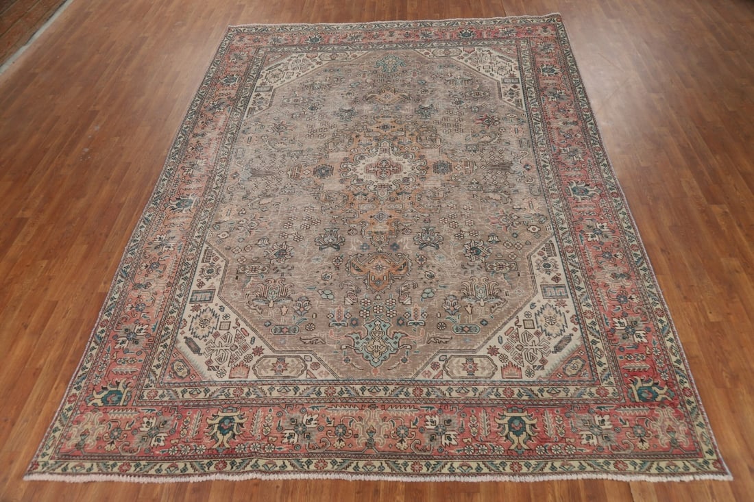 Antique Wool Tabriz Persian Area Rug 8x11 - 3