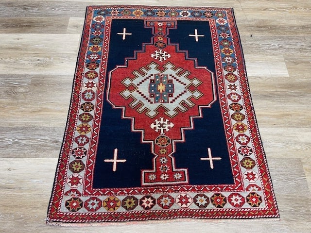 Antique Shirvan Caucasian Rug-3813: Title:Antique Shirvan Caucasian Rug-3813Description:Antique Shirva Caucasian Rug from north of Caucasus, size 3 ft by 4 ft. 3 inches, circa late 19 th century in ecxcellent condition with very old
