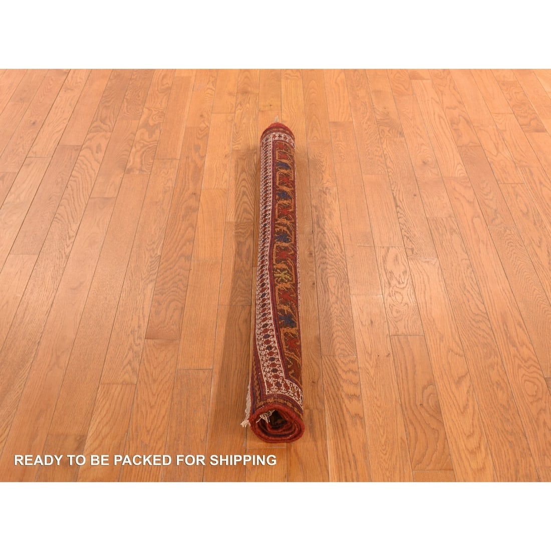 Blue with Red Antique Persian Afshar Wool Even Wear Hand Knotted Rug - 5