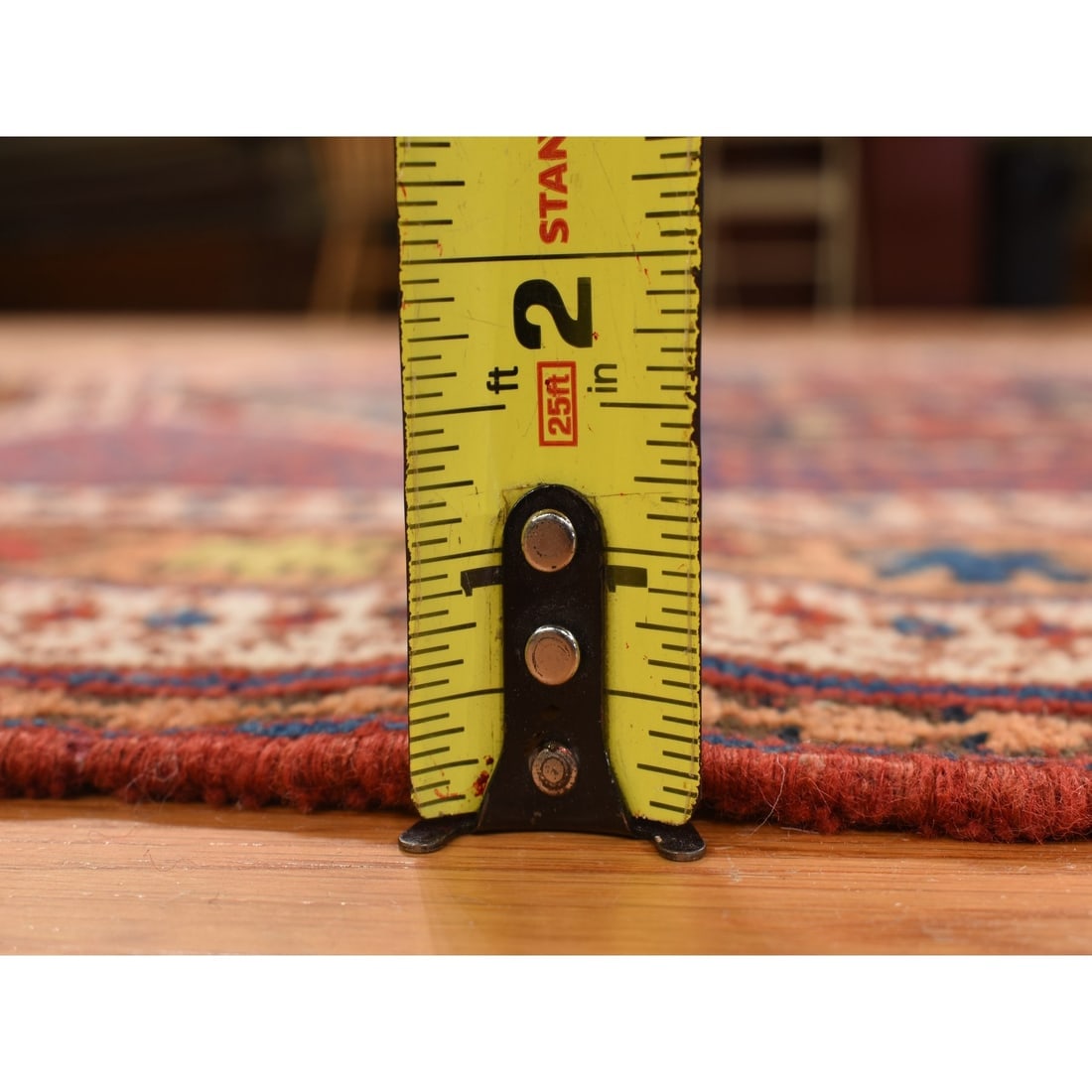 Blue with Red Antique Persian Afshar Wool Even Wear Hand Knotted Rug - 6