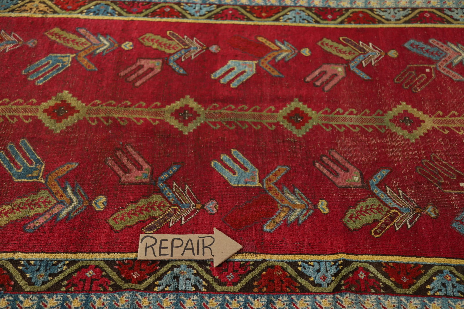 Pre-1900 Antique Karabagh Vegetable Dye Runner Rug 4x12 - 13