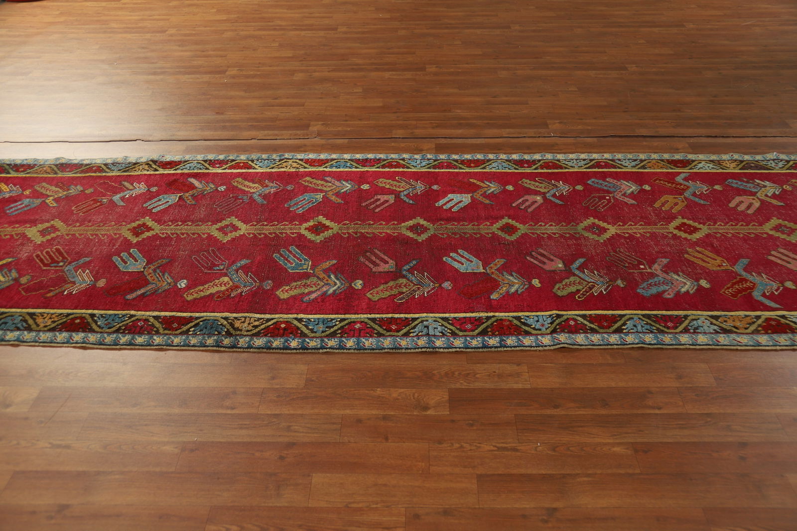 Pre-1900 Antique Karabagh Vegetable Dye Runner Rug 4x12 - 15