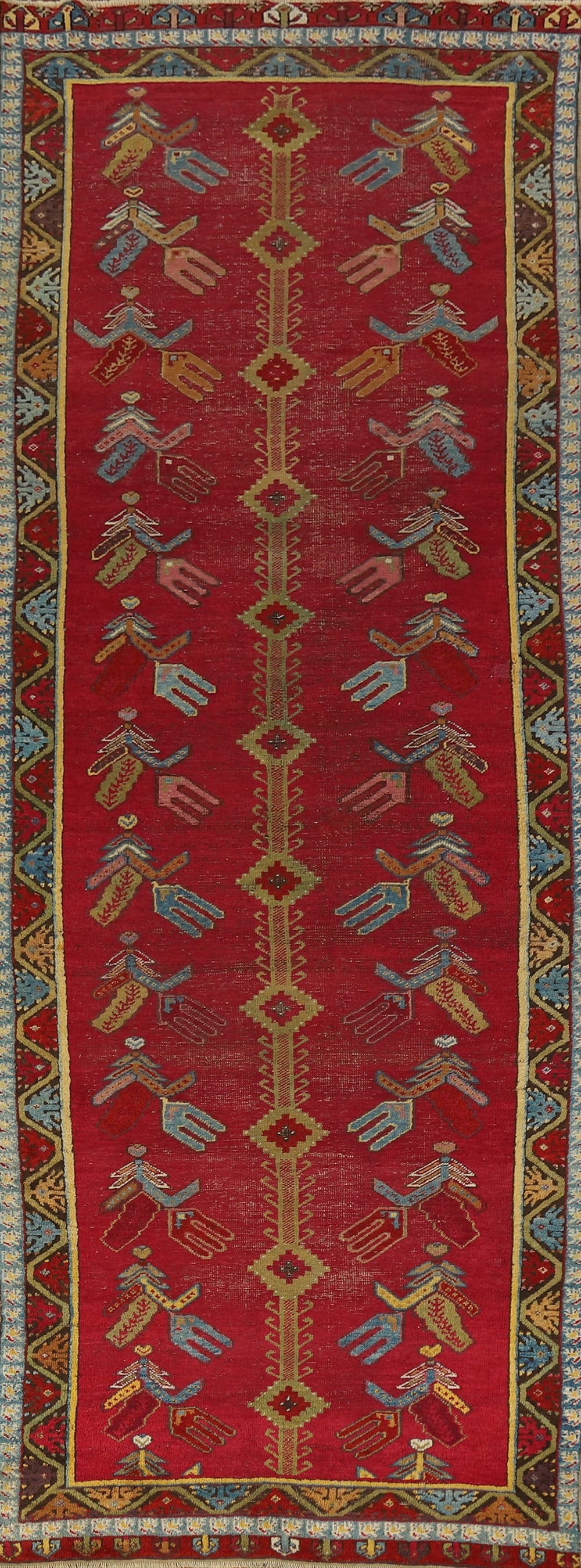 Pre-1900 Antique Karabagh Vegetable Dye Runner Rug 4x12: Title: Pre-1900 Antique Karabagh Vegetable Dye Runner Rug 4x12 Description:A Beautiful Genuine Russia Karabagh rug is Hand Knotted by skillful weavers in Russia with