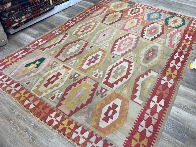 Colorful antique Caucasian Kilim rug-4892 - 6