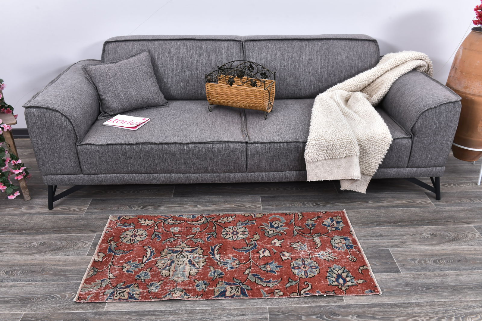 1'11'' x 4'2'' Turkish Vintage Runner Rug - 243966: Title: 1'11'' x 4'2'' Turkish Vintage Runner Rug - 243966 Description:1'11'' x 4'2'' Turkish Vintage Runner Rug - 243966 Origin:Turkiye Date/Period:1960-90 Materials:Wool,Cotton Dimension:1'11''x4'2''