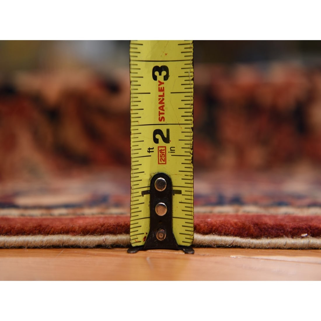 Cinnamon Red Antique Persian Sarouk Hand Knotted Pure Wool Square Rug - 10