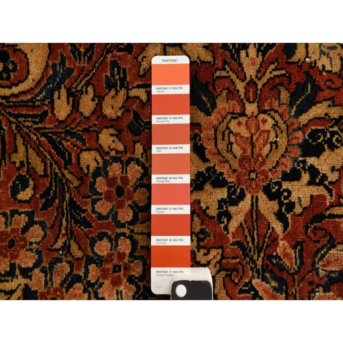 Cinnamon Red Antique Persian Sarouk Hand Knotted Pure Wool Square Rug - 8