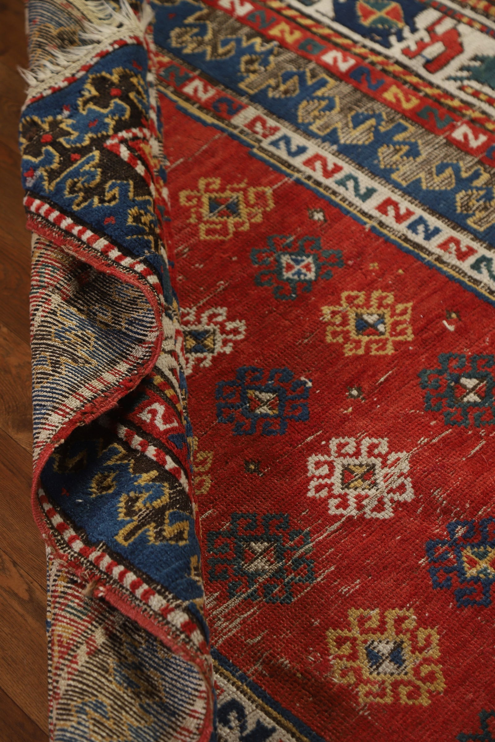 Pre-1900 Antique Kazak Vegetable Dye Area Rug 5x8 - 17