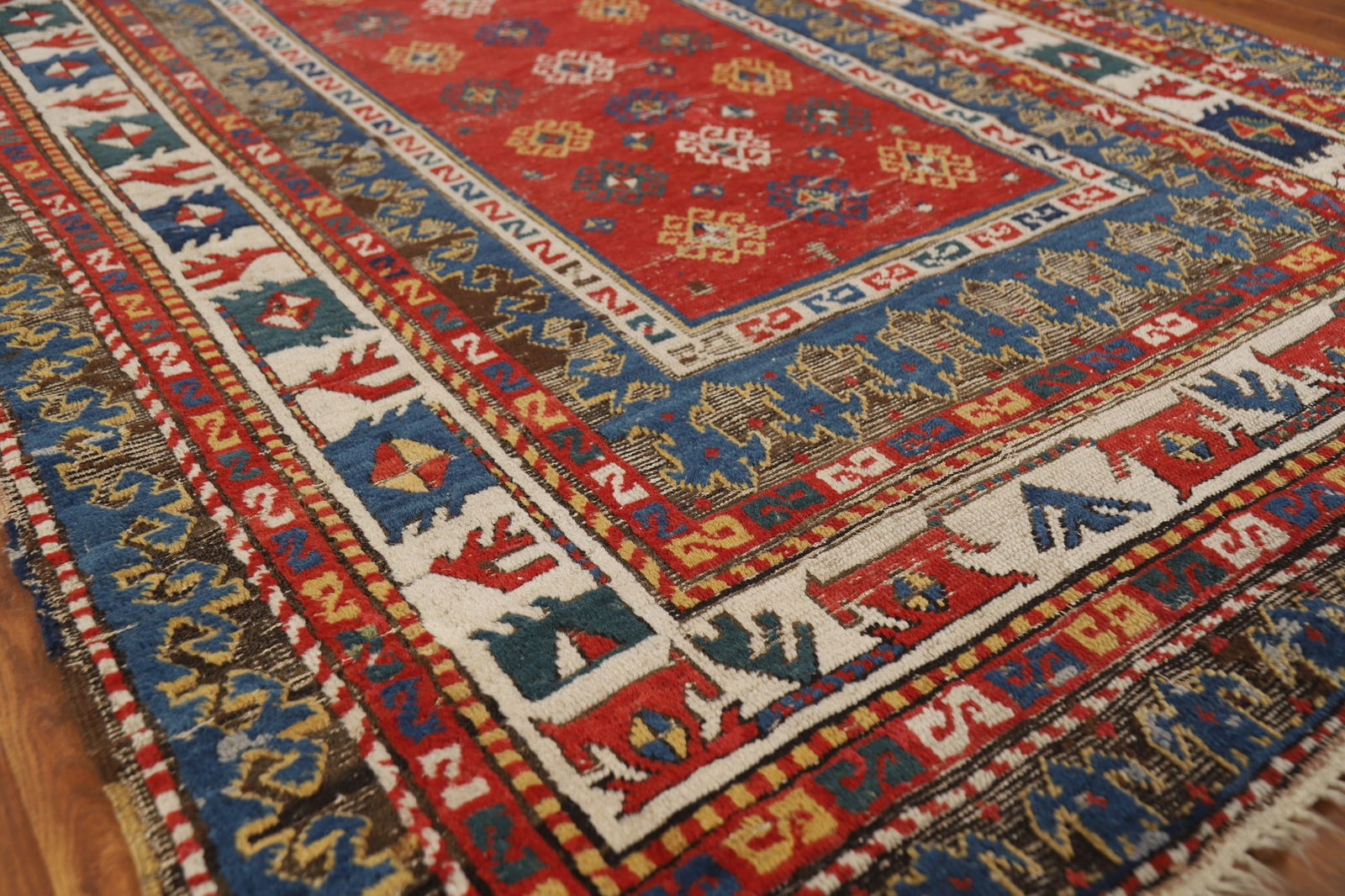 Pre-1900 Antique Kazak Vegetable Dye Area Rug 5x8 - 6