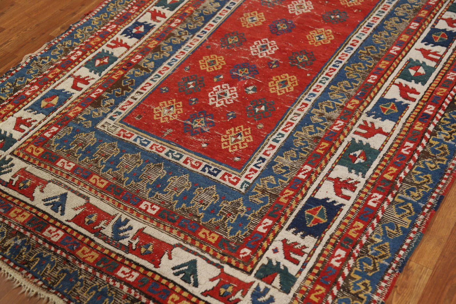 Pre-1900 Antique Kazak Vegetable Dye Area Rug 5x8 - 7