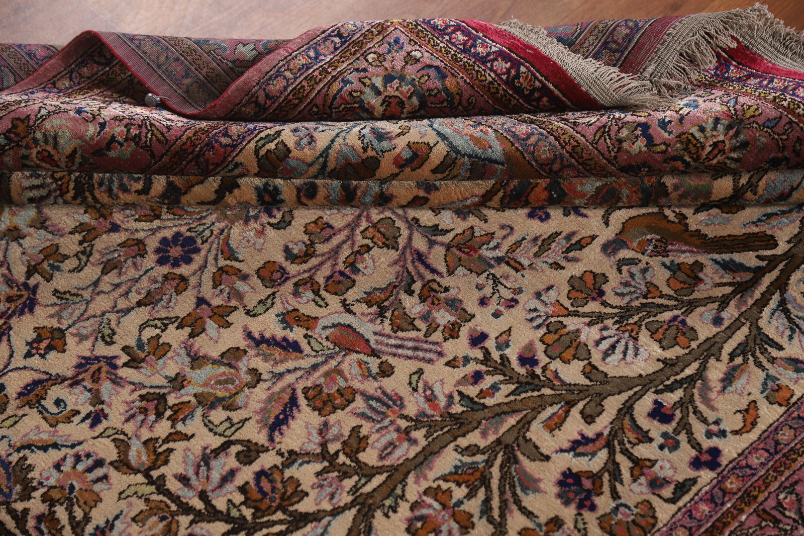 Pre-1900 Antique Vegetable Dye Kashan Persian Rug 4x7 - 15