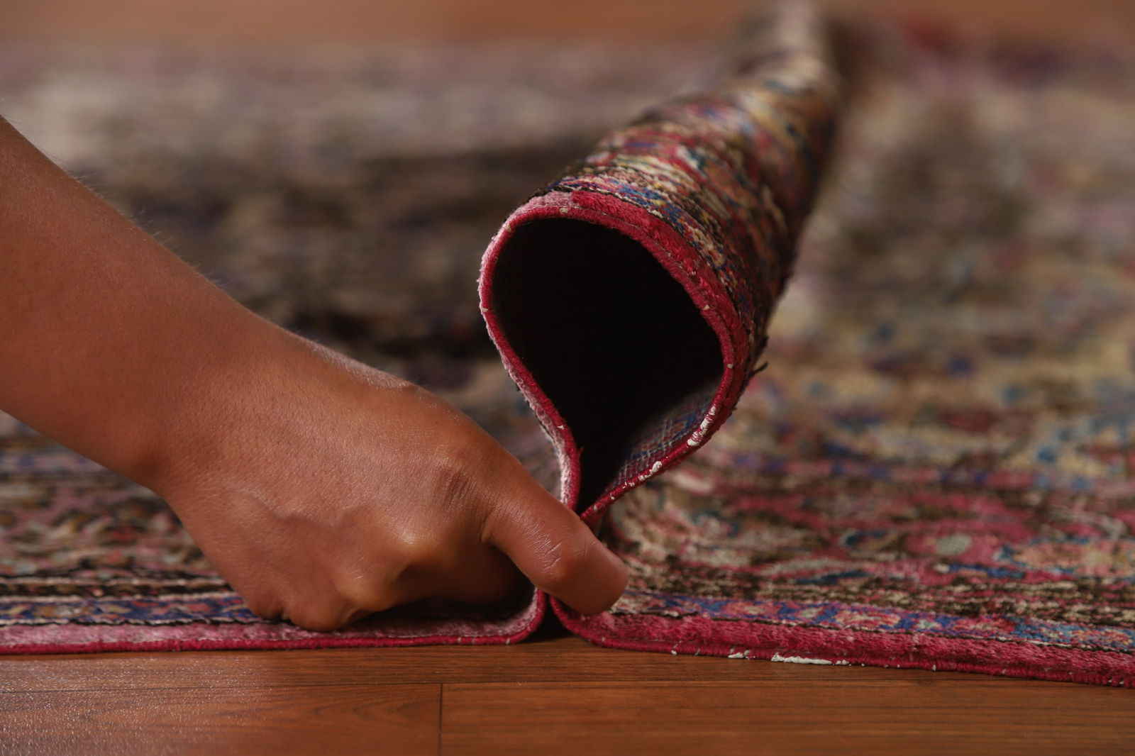 Pre-1900 Antique Vegetable Dye Kashan Persian Rug 4x7 - 17