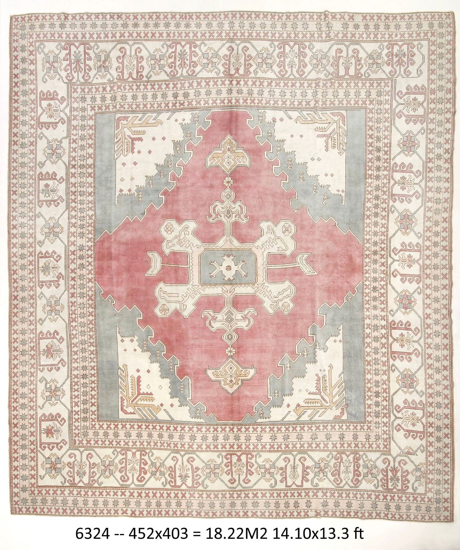 13'2'' x 14'9'' Unique Handmade Vintage Rug - 6324: Title: 13'2'' x 14'9'' Unique Handmade Vintage Rug - 6324Description:13'2'' x 14'9'' Unique Handmade Vintage Rug - 6324Origin:TurkiyeDate/Period:1960-90Materials:Wool,CottonDimension:13'2''x14'9''