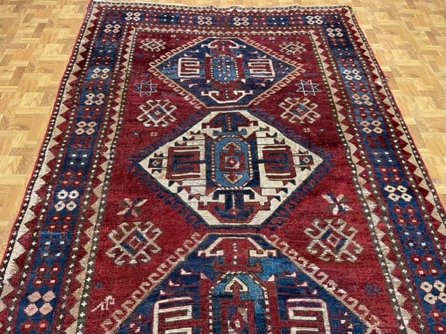Antique Kazak Caucasian rug-5039 - 4